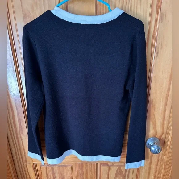 NWT Anne Klein Black & White Bow Accent Cardigan - Picture 5 of 8